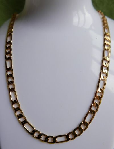Men's 24K Yellow Gold Plated Figaro Necklace Link Chain 20" 16,56 grams