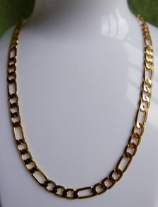 Men's 24K Yellow Gold Plated Figaro Necklace Link Chain 20" 16,56 grams
