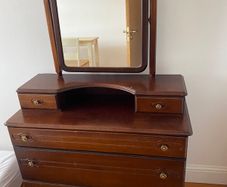 Vintage Wooden Dressing Table / Chest of Drawers with Mirror