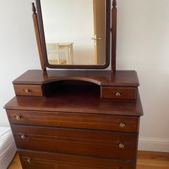 Vintage Wooden Dressing Table / Chest of Drawers with Mirror