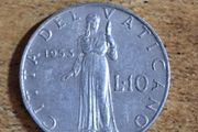 Vatican 1953, 10 Lire Coin, Pius XII - free standard postage