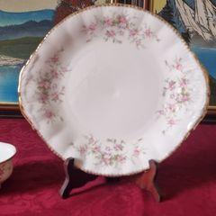 3 Piece Royal Albert / Paragon Victoriana Rose Bone China Gold Gilt Cake Plate, Sugar Bowl And Milk Jug Set Made In England