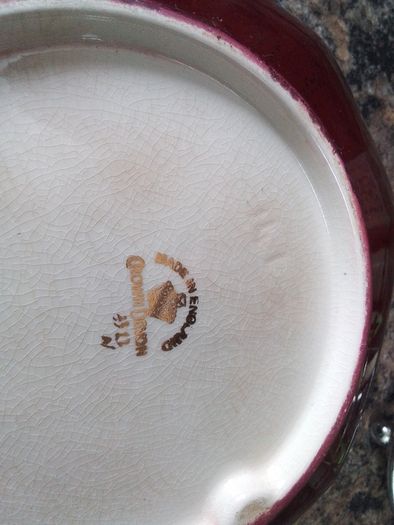 Crown Devon Shallow Burgundy Bowl