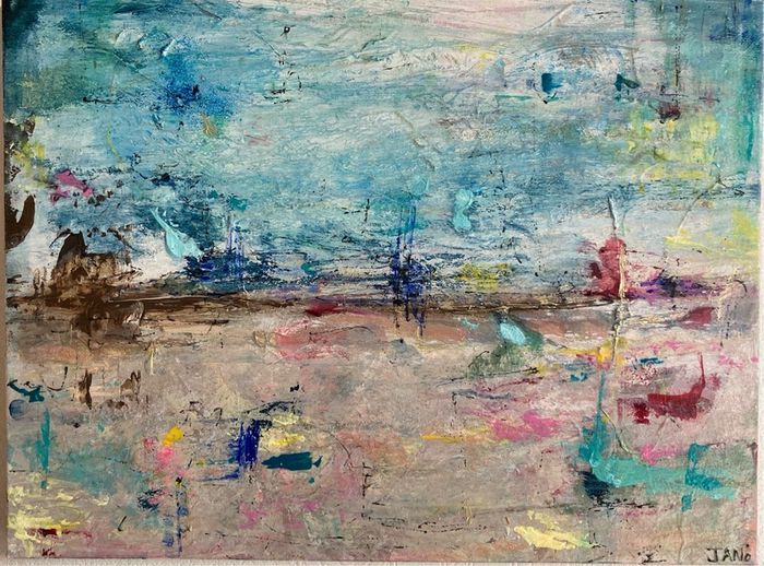 Original Seascape Painting Brittas bay beach Wicklow inspired Original Beachscape in Abstract