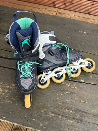 Oxelo Decathlon Adult Rollerblades Size 6.5 UK + Helmet