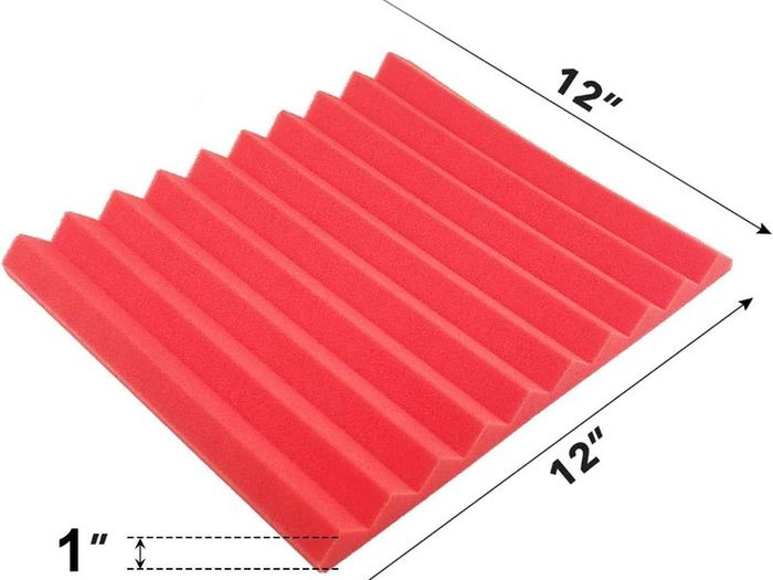 12 Pack Acoustic Foam Panels, 1" X 12" X 12" Studio Soundproof Wedge-shaped Fireproof Soundproof Liner Acoustic Treatment Foam (Red)