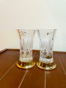 2 Killarney Crystal Vases 22ct Gold Finish bases