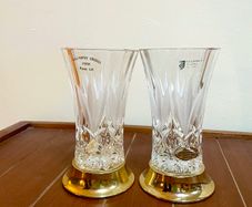 2 Killarney Crystal Vases 22ct Gold Finish bases
