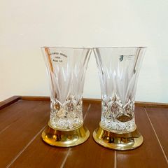 2 Killarney Crystal Vases 22ct Gold Finish bases