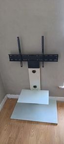White glass tv stand
