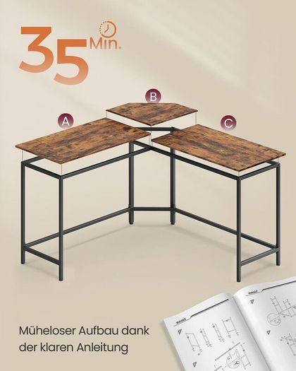 L-Shaped Home Office Desk 140 x 140 cm Corner Computer Desk