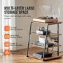 4-Tier AV Media Stand with Power Strips, Corner TV Stand with LED Lights, Height Adjustable Wooden Shelves for DVD Players/Cable Boxes Image 2