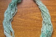 Vintage 1980s Multistrand Green Seed Beads Necklace