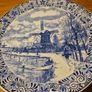 Vintage Dutch Original Blauw Delft Handmade White Blue Large Dinner Plate Hanging Wall Display Windmill circa 1970-80's Image 2