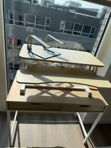 Price Drop!! Pick Up Before Weekend! Home Office / Wfh Desk Setup Desk, Vivo Sit-stand Converter