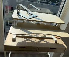 Price Drop!! Pick Up Before Weekend! Home Office / Wfh Desk Setup Desk, Vivo Sit-stand Converter