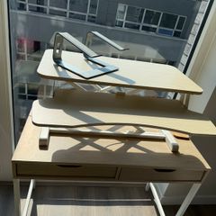 Home Office / WFH Desk Setup Desk, VIVO Sit-Stand Converter