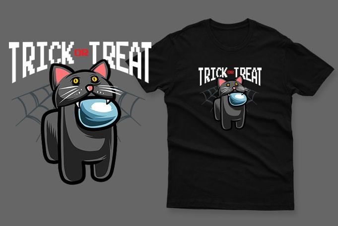 Trick or treat Kitty among us t-shirt imposter among us t-shirt impostor t-shirt