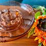 Vintage Art Deco Pink Depression Glass Float Flower Bowl Centrepiece with Frog Image 3