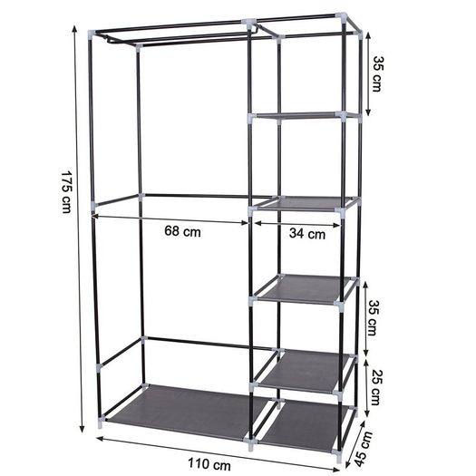 Canvas Folding Fabric Wardrobe 175 x 110 x 45 cm  - FREE DELIVERY NATIONWIDE