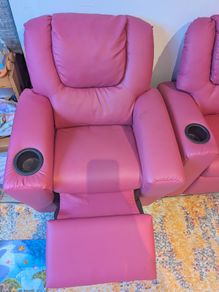 Pair of pink kids recliner chairs