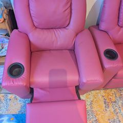 Pair of pink kids recliner chairs