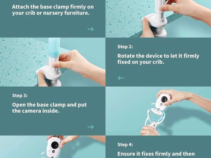 Baby Monitor Holder Universal Baby Camera Holder Baby Monitor Camera Mount Stand with Flexible Hose and Adjustable Clip and Fixed Straps