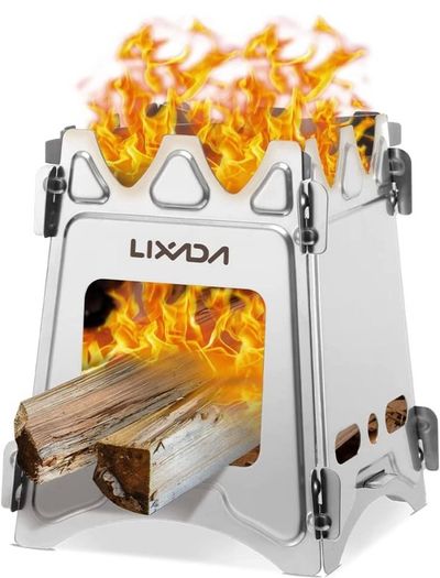 Camping Wood Stove Portable Wood Burning Stove Lightweight Alcohol Stove for Outdoor Cooking Backpacking Hiking Traveling Titanium Stainless Steel (FREE POSTAGE)
