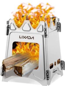 Camping Wood Stove Portable Wood Burning Stove Lightweight Alcohol Stove for Outdoor Cooking Backpacking Hiking Traveling Titanium Stainless Steel (FREE POSTAGE)