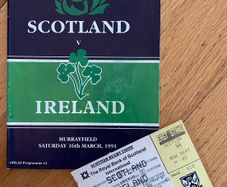 Very Rare 1991 Scotland v Ireland - 5 Nations Programme & Match Ticket
