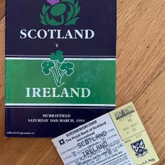 Very Rare 1991 Scotland v Ireland - 5 Nations Programme & Match Ticket