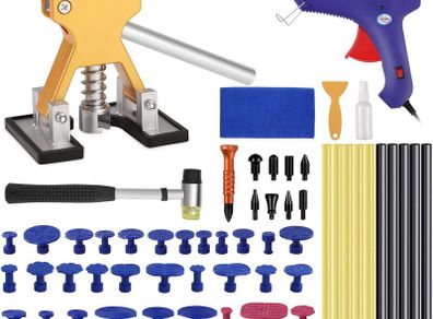 Car Dent Repair Kit,Car Dent Puller,66 PCS Paintless Dent Removal Kit with Dent Puller,Dent Puller Tabs, Glue Gun, Glue Sticks for Auto Body Dent Removal, Minor Dent and Deep Dent Removal