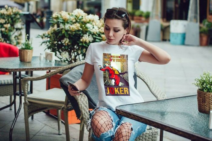 Knock Knock Who's There Joker T Shirt t-shirt tee top shirt famous joker stairs t-shirt