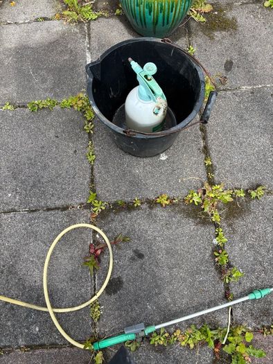 Black plastic bucket