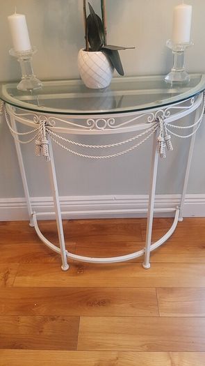 White Wrought console table and mirror set
