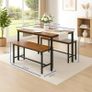 4 Seater Compact Dining Set - Brown & Black Table with 2 Benches - Small Space Saving Kitchen Dining Furniture with Wood Finish & Metal Frame for Modern Homes Image 6