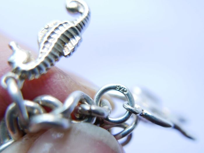 Vintage Heavy Sterling Silver Charm Bracelet length 7" - 37,9g
