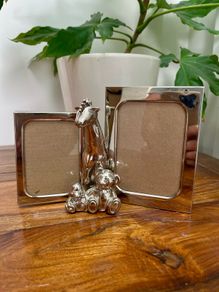 John Lewis Baby silver double photo frame with animal figures