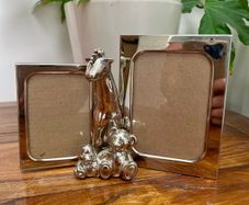 John Lewis Baby silver double photo frame with animal figures