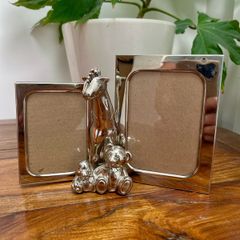 John Lewis Baby silver double photo frame with animal figures