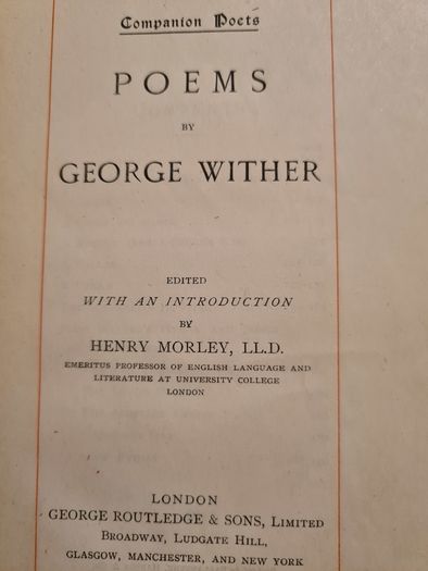 George Wither  POEMS Hardback.  This Edition Is Limited To 500 Copies.
