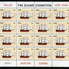 2000 Ireland Emigrants Ship: Jeanie Johnson Commemorative Stamp Sheetlet Plate 1A1A1A1A Mint Never Hinged (MNH)