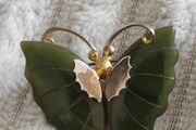 Vintage jade butterfly brooch