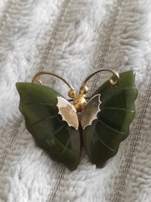 Vintage jade butterfly brooch