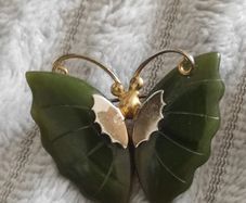 Vintage jade butterfly brooch