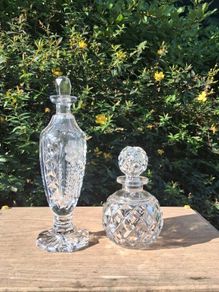 Magnificent Pair of Vintage Cut Glass Perfume Decanters