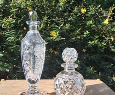 Magnificent Pair of Vintage Cut Glass Perfume Decanters
