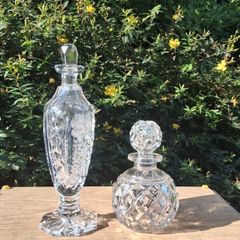 Magnificent Pair of Vintage Cut Glass Perfume Decanters