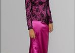 long sleeve Black and Purple lace dress Gown