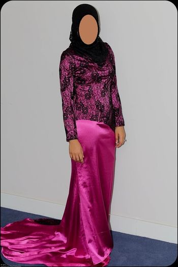 long sleeve Black and Purple lace dress Gown